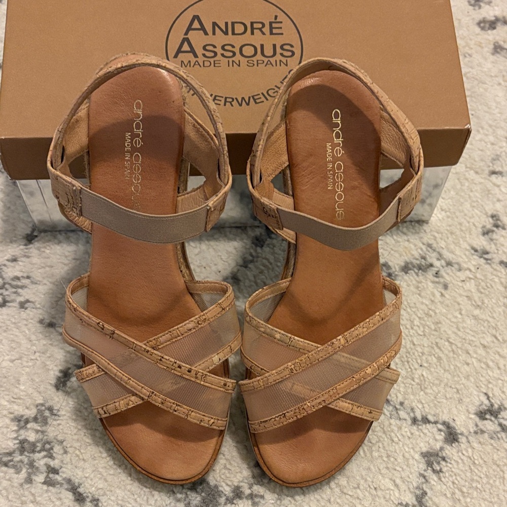 Andre Assous Tan Strappy Sandals